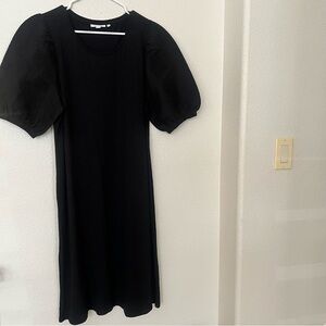 Chico's Black Puff-Sleeve Midi Dress